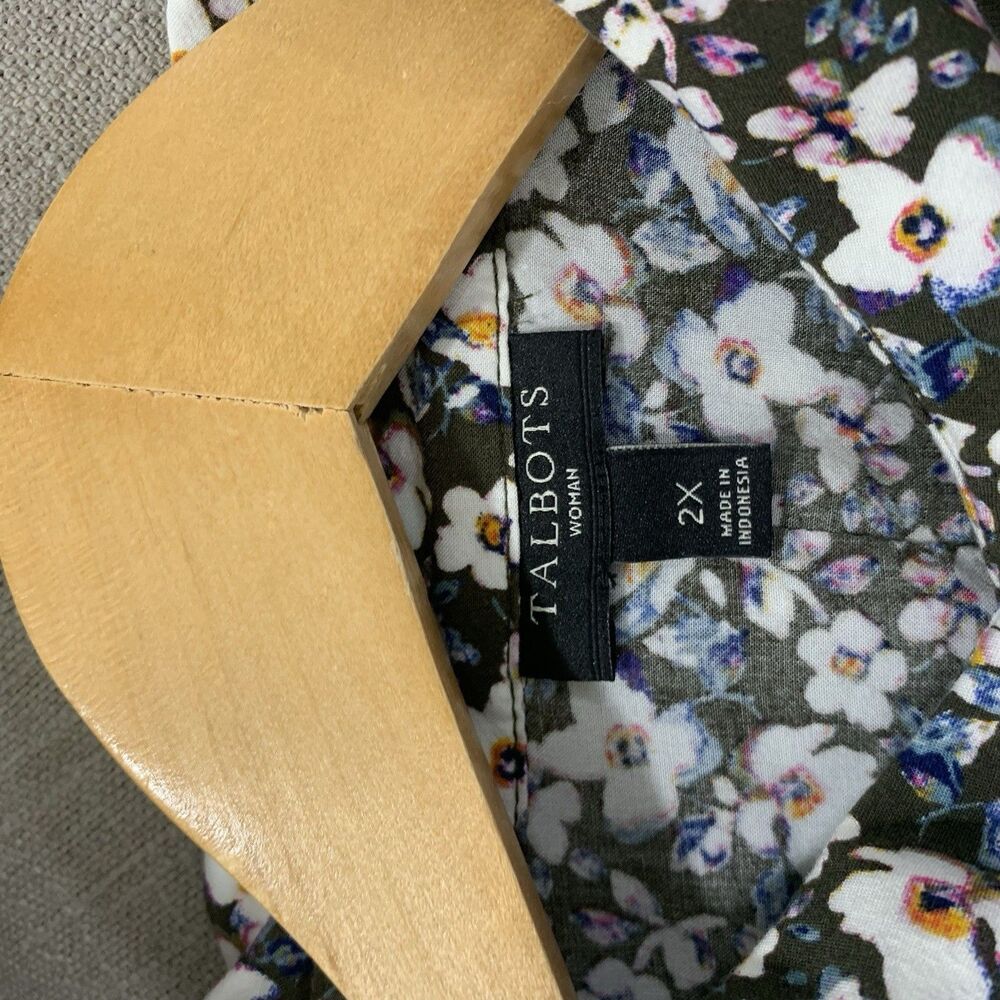 Talbots Cottagecore Dainty Floral Roll-Tab Button-Front Shirt Plus Size 2X - Picture 12 of 14